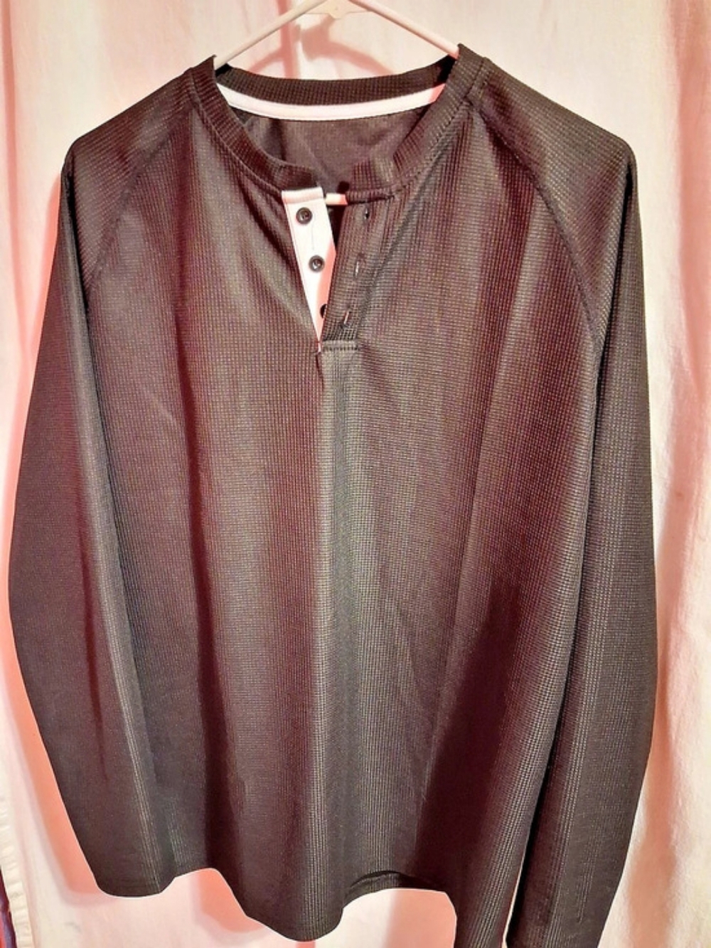Men's Black Long Sleeve Henley